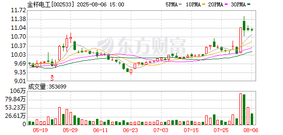 天添盈 金杯电工：2025年半年度净利润约2.96亿元，同比增加7.46%