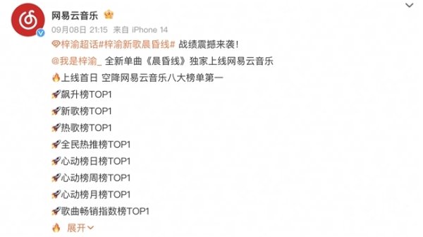 恒正网配资 梓渝《晨昏线》上线网易云音乐 首日登顶热歌榜新歌榜等八大榜单